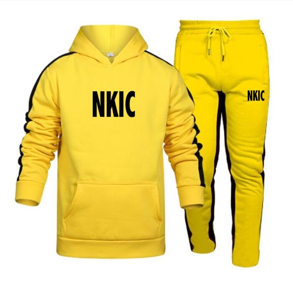 

2 Pieces Sets Tracksuit Men Brand LOGO Print Autumn Winter Hooded Sweatshirt Drawstring Pants Male Sport Hoodies Running Sportswear