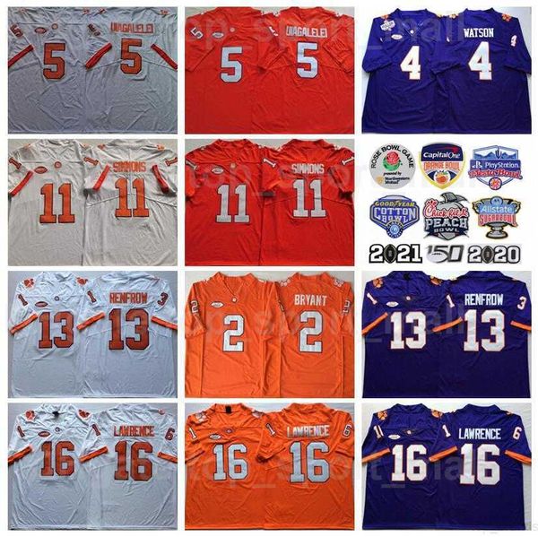 

ncaa clemson tigers college 5 dj uiagalelei jersey football 11 isaiah simmons 16 trevor lawrence 2 kelly bryant 4 deshaun watson 13 hunter r, Black