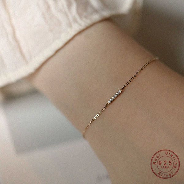 

925 sterling silver plating 14k gold thin inlaid with shiny zircon bracelet lace up bracelets for women jewelry, Black