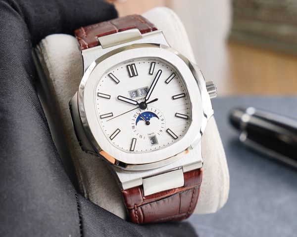 

diamond watch men's automatic mechanical diamond watch lunar phase dial sapphire crystal glass stainless steel waterproof luminous watc, Slivery;brown