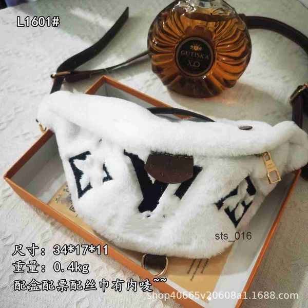 

women's plush bags 2023 new solid color letter rabbit hair waist chest fashionable and versatile t230214