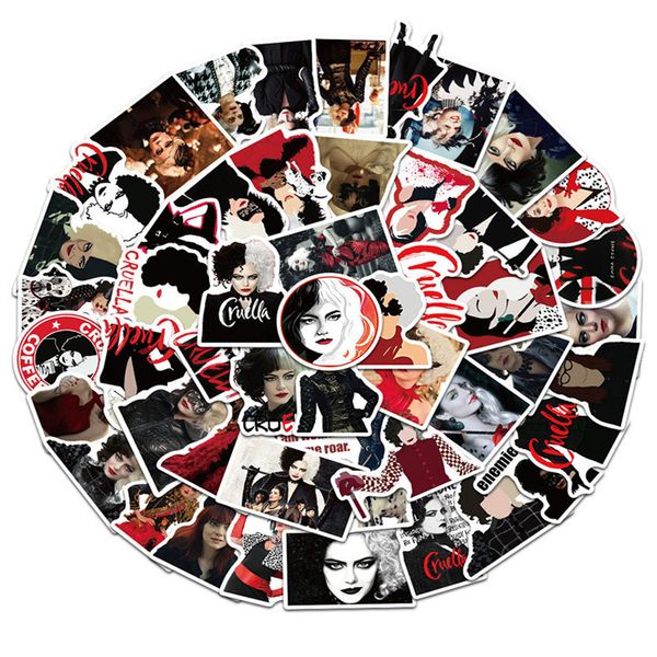 

50pcs cruella de vil stickers magic witch graffiti kids toy skateboard car motorcycle bicycle sticker decals wholesale