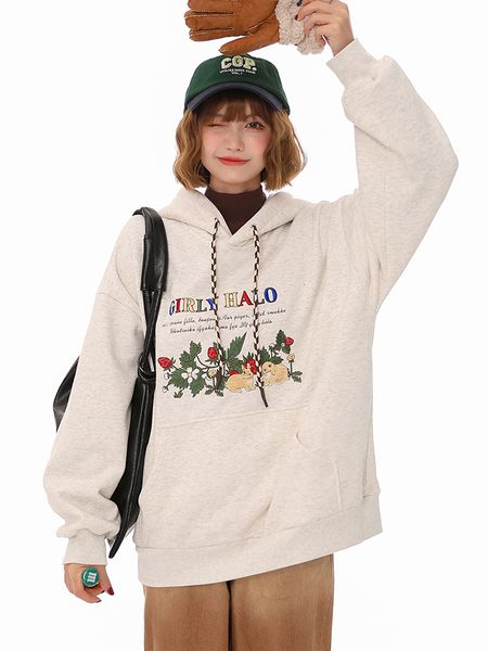 

women's hoodies sweatshirts women winter graphic long sleeve hoodie oversize pullover streetwear vintage korean fashion 2000s aesthetic, Black