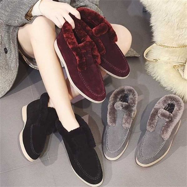 

desiner loropiana shoes online high-version lp slackers wear casual real wool women's cotton shoes comfortable and versatile leather lo, Black;white