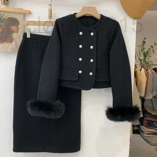 

two piece dress designer down jacket buttock skirt for women's 2022 winter new woolen two-piece suit rfvh, White