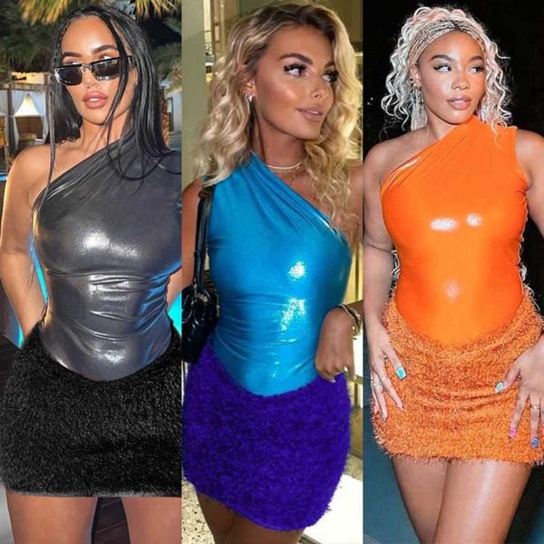 

2023 new dresses women dress desinger clothing two piece set fashion splicing one shoulder sleeveless plush backing outfits, Black;gray