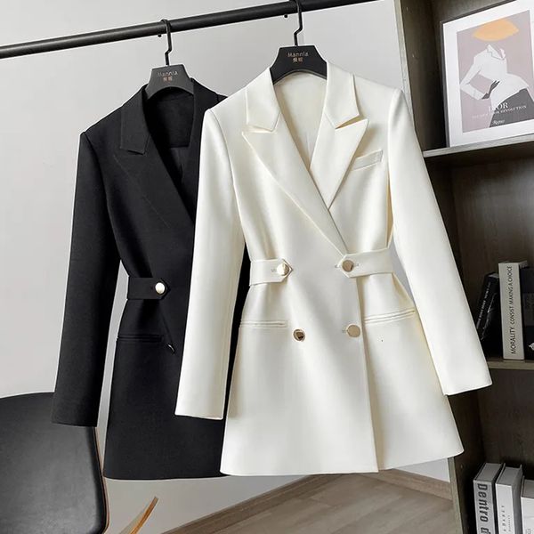 

women's suits blazers suit jacket spring autumn solid color double breasted fashion straight coat office female casual blazer black 230, White;black