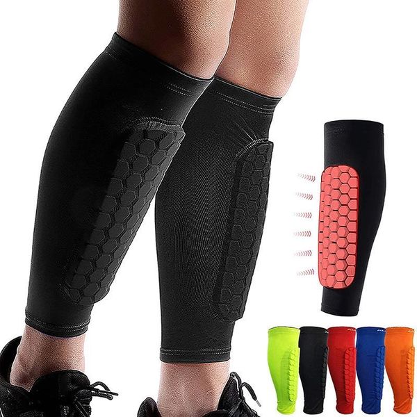 

protective gear 2pcs outdoor sports shin pads calf compression sleeve with honeycomb pads soccer running cycling mtb shin guards shank prote