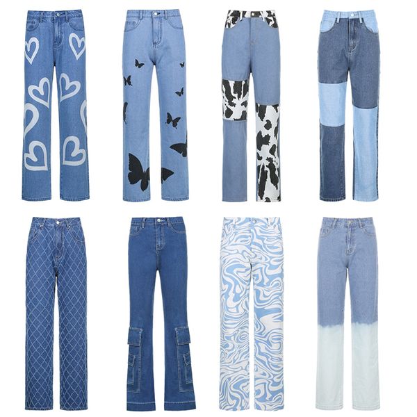 

women's jeans women jeans blue denim high waisted jeans chic fashion harajuku streetwear vintage pants y2k aesthetic 90s clothing 23021