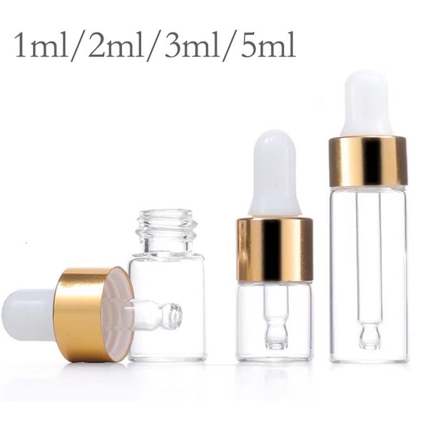 

perfume bottle 50pcs/100pcs dropper bottle gold cap perfume transparent glass pipette bottle essential oil reagent aromatherapy empty bottle