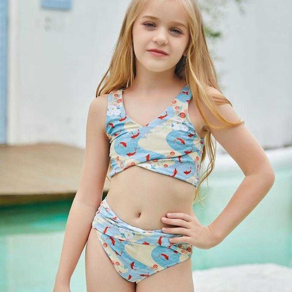 

cartoon blue split one piece one pieces bow xiaoqing xintong childrens swimsuit, Black