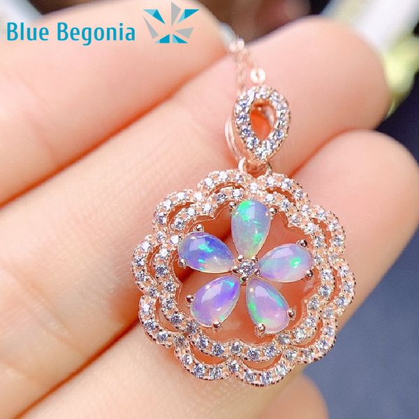 

natural australia opal pendant for women anniversary giftnecklace fine jewelry 925 sterling silver 5pcs 3x5mm gemstone