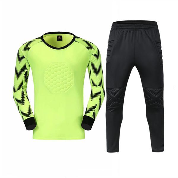 

outdoor t-shirts kids professional goalkeeper soccer jersey child men goalkeeper football suit sponge protection goalie shirt pants shorts 2, Gray;blue