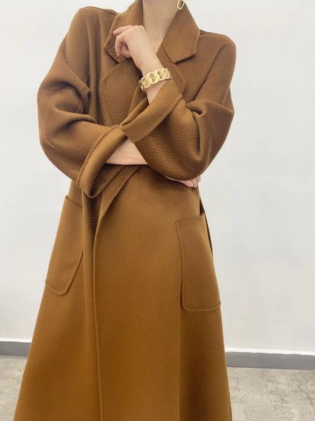 

women's jackets autumn and winter woolen coat midlength laceup cardigan fashion slim cape 230215, Black;brown
