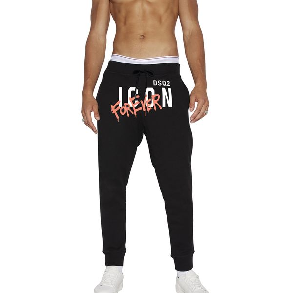 

dsq2 spring and autumn men's pants slim fit fashion brand printed letter sports leisure pure cotton pants youth versatile guard pants, Black