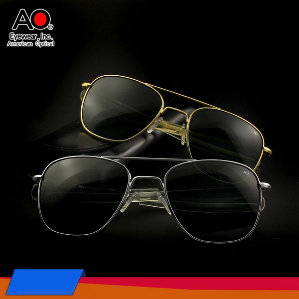 

sunglasses aviation pilot sunglasses men glass lenes vintage retro brand design american army military optical ao eyewear de sol masculino 2, White;black