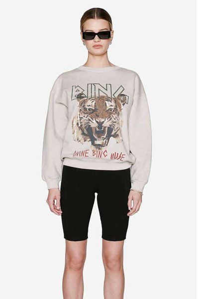 

anine bing french women sweatshirt printing fleece designer cotton sweater fashion pullover hoodie motion current6, Black
