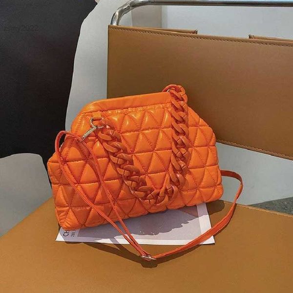 

red women's quilted luxury padded bag 2022 big green purple leather shoulder bags for women designer luxury orange handbags