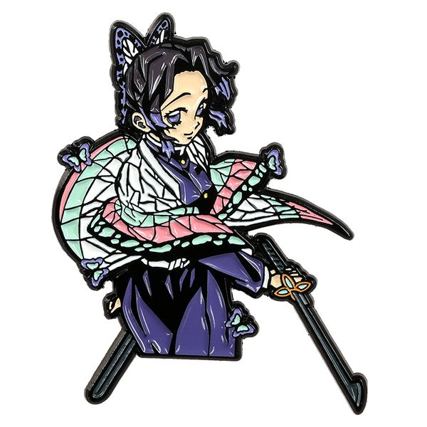 

ghost killing blade kochou shinobu metal badge pin ornament, Gray
