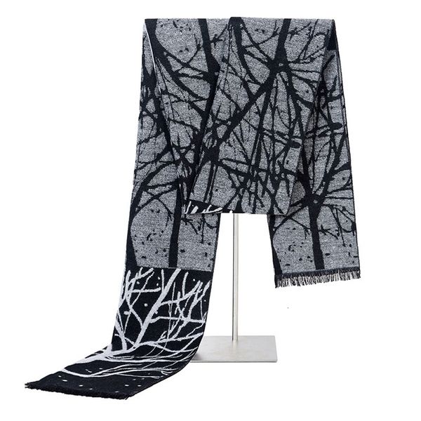 

scarves men's winter designer cashmere scarf luxury brand tree print pashmina shawls outdoor keep warm wraps men business scarves 180cm, Blue;gray