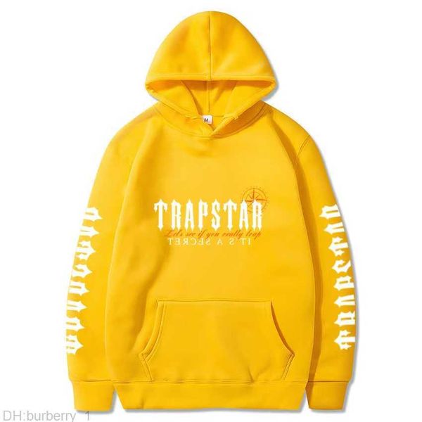 

tracksuit trapstar brand printed sportswear men's t shirts 16 colors warm two pieces set loose hoodie sweatshirt pants jogging 220615zs, Black