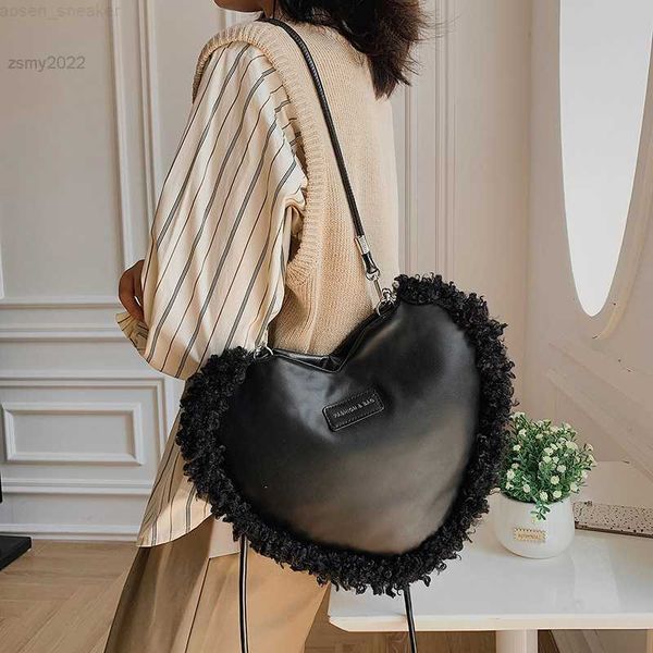 

yoreai luxury cute light shoulderbags pu leather ladies trend single solid color buckle messenger bag heart-shaped underarm pack