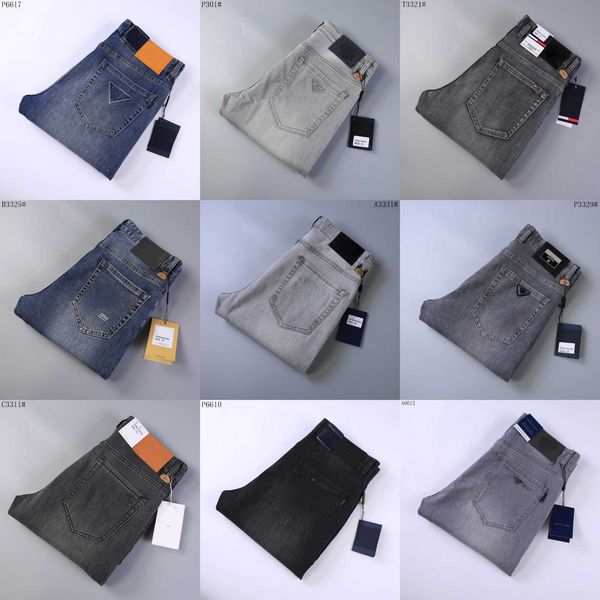 

2023 men's jeans casual pants luxury designer brand high street straight jean mens blue jeans washed big hole zipper biker pants black