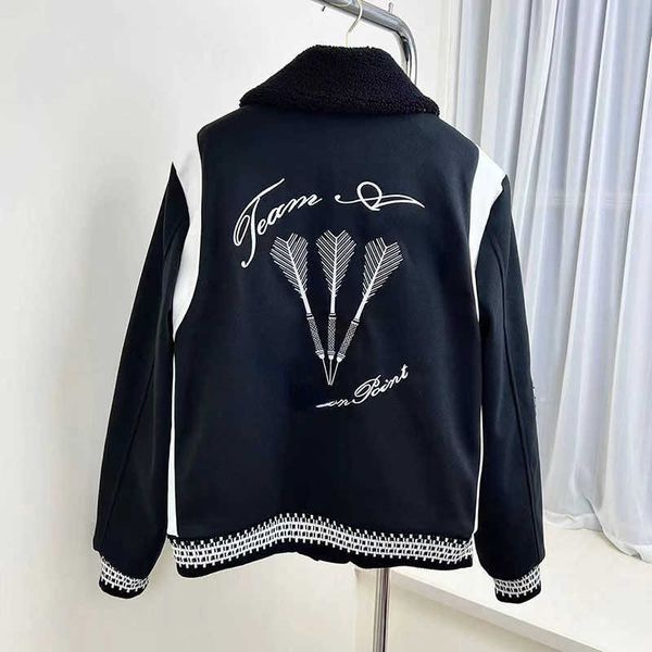 

high version woolen coat men baseball jacket am designer jackets wool lapel cardigan mens 3d embroidered parka, Black;brown