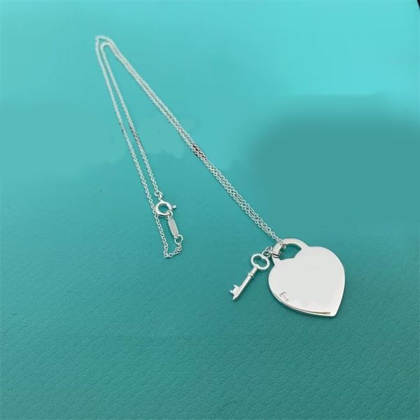 

luxury plated silver color designers chains valuable love for women tag teen girls gift enamel classical style necklaces key colorful blue e