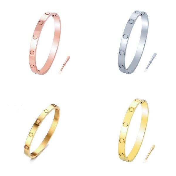 

screw silver plated diamonds love bracelet mother s day gift white rose gold color mens bracelets for women jewlery luxury iced out metal ba, Black