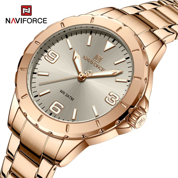 

wristwatches naviforce fashion women wrist watch stainless steel dress quartz ladies watch waterproof wild girlfriends watch birthday gift 2, Slivery;brown