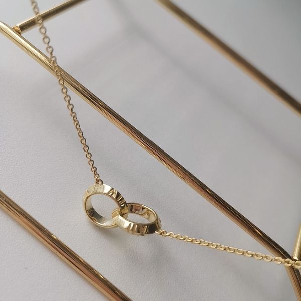 

circle gold pendant for women sliver necklace choker pendants double ring link designer fine body jewelry locket bangle love couple fashion, Silver