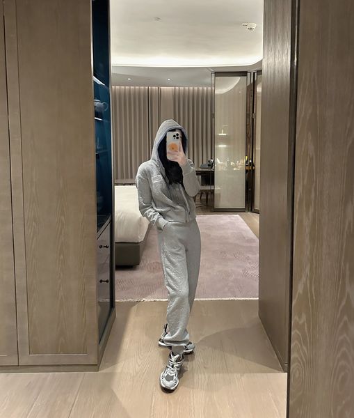 

women's tracksuits fashion brand long sleeve jacquard fabric sports suit, Gray
