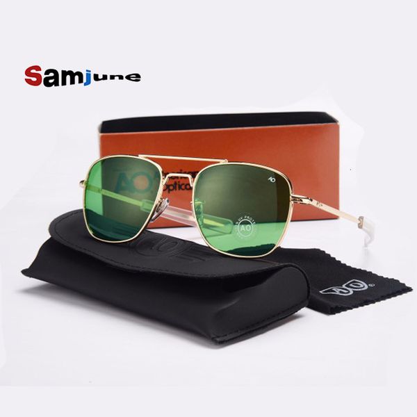 

sunglasses fashion aviation sunglasses men brand designer ao sun glasses for male american army military optical glass len oculos with case, White;black
