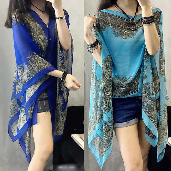 

outdoor t-shirts woman fashion beach dress blouses sun protection cardigan 2020 summer beach holiday cardigan women long blouses j230214, Gray;blue