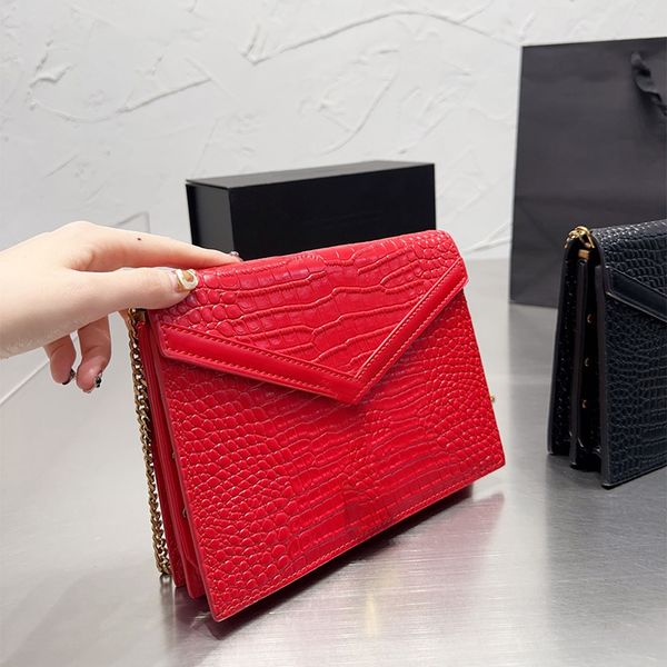 

designer bag women handbags genuine leather shoulder bags purse sacoche rotary special type lock catch chain bag 22cm red and black crossbod