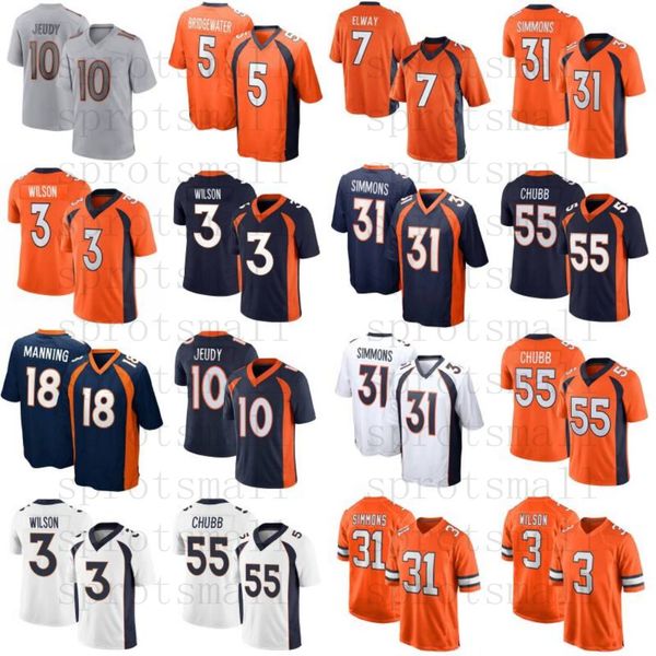 

justin simmons russell wilson football jerseys pat patrick surtain ii jerry jeudy javonte williams bradley chubb peyton manning john elway s, Black;red