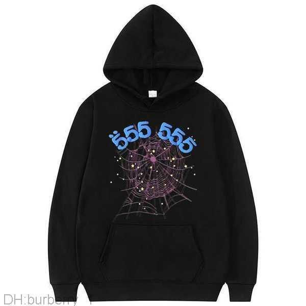 

fashion creativity sp5der 555555 angel number hoodie men women spider web pattern sweatshirt loose clothing y0927 65sdt, Black