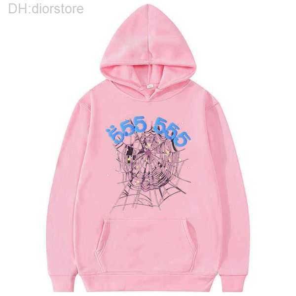 

fashion creativity sp5der 555555 angel number hoodie men women spider web pattern sweatshirt loose clothing g220813 7qc1f, Black
