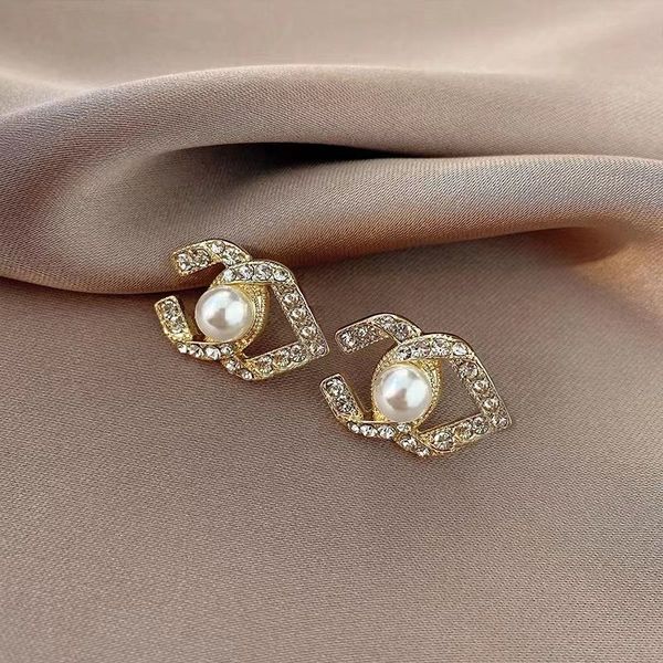 

fashion dangle drop pearl earring designerearrings for women party wedding lovers gifts jewelry with flannel bag, Golden;silver