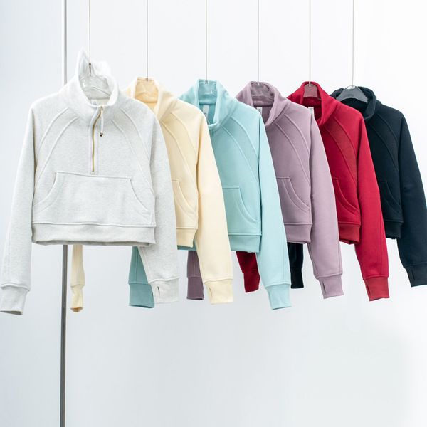 

designer lady yoga stand collar half zip hoodie fitness jm15125 casual fashion pullover sweater sweatshirt winter outdoor sports turtleneck, Black