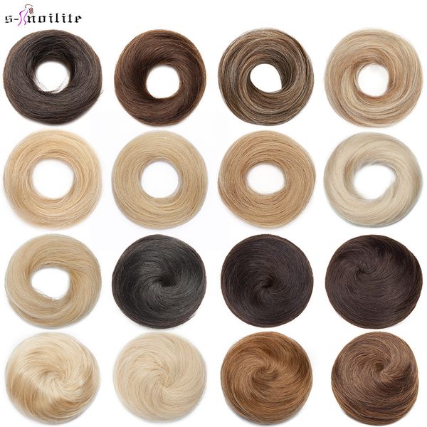 

bangs s-noilite 23-30g hair bun donut chignon hairband hairpiece elastic rubber band wraps blonde human hair women scrunchie extension 23021, Black