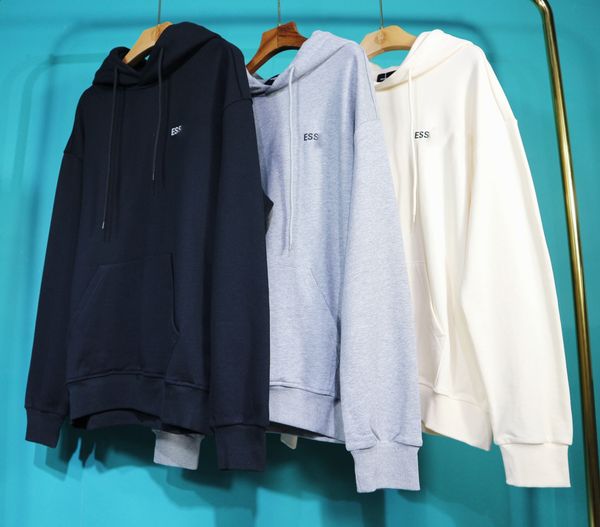 

ess classic sweatshirt fleece hooded pullover sweatshirt letter print long sleeve pullover high street casual, Black