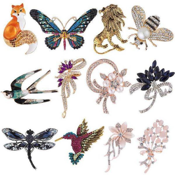 

brooch suit korean version high-grade diamond lion brooch cartoon bee fox swallow brooch female, Gray