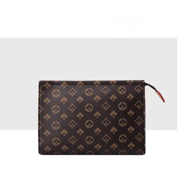 

Women Hand bag Leather Cosmetic Bags Waterproof For Woman Travel Toiletry Pouch Protection Ladies Makeup Clutch Lady Cases na, Brown flower