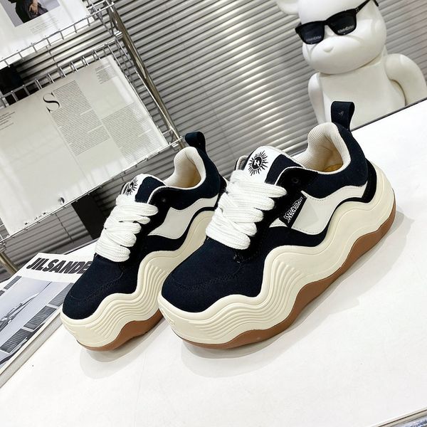 

designer women's shoes beggar shoes bow bread shoes lace-up men's shoes couple shoes platform canvas taller shoes half low shoes b, Black