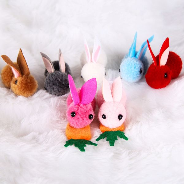 

2023 new easter baby girls hair accessories clip mini plush rabbit carrot duck mouth head clip children's hair clip barrettes y003, Slivery;white