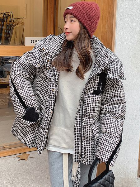 

women's vests 2023 winter down jacket oversized hooded plaid puffer coat 90 white duck parkas thick warm loose snow outwear 230215, Black;white