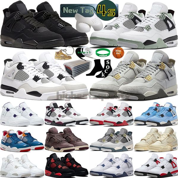 

4 basketball shoes for men women 4s craft seafoam military black cat sail canvas white oreo midnight navy university blue thunder red royalt