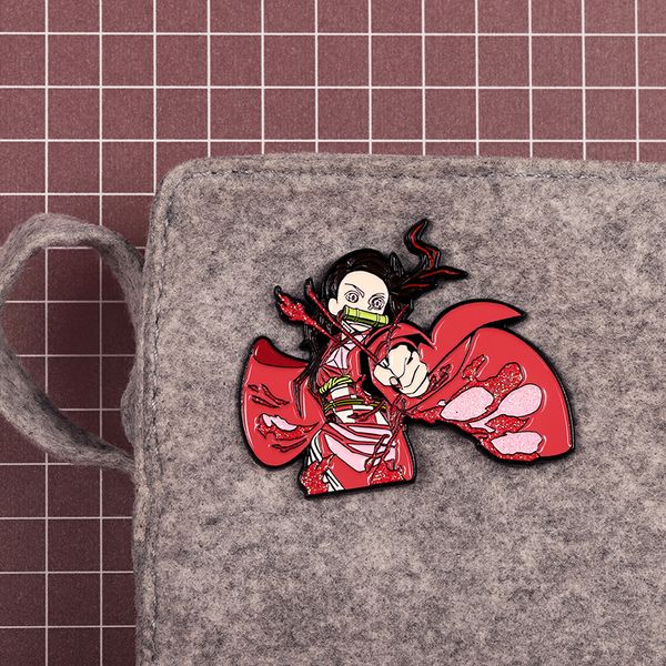 

ghost killing blade kamado nezuko metal badge pin pin accessories, Gray